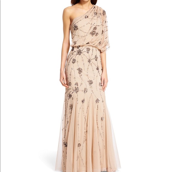 adrianna papell dress one shoulder